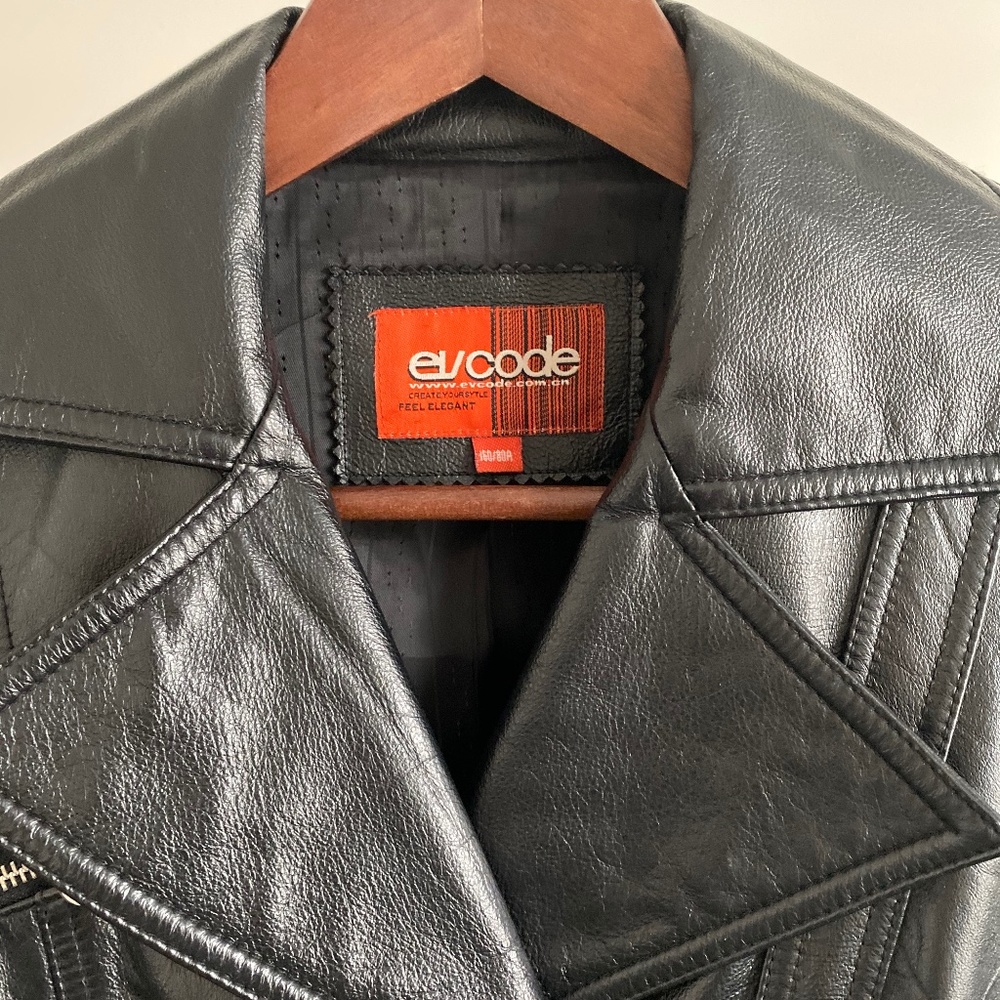 Evcode Black Leather Jacket - Picture 3 of 11